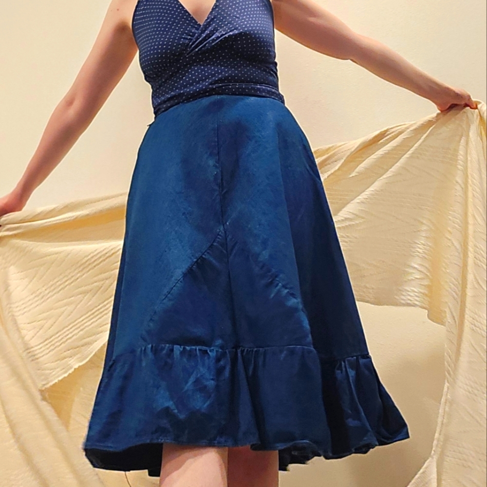 1970s denim hippie skirt
